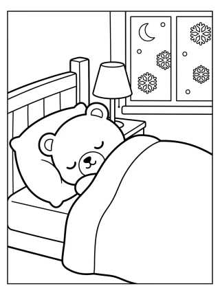 Little Bear Hibernating in Bed para colorir Desenho de Little Bear Hibernating in Bed para colorir e imprimir grátis