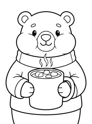 Polar Bear Drinking Hot Chocolate para colorir Desenho de Polar Bear Drinking Hot Chocolate para colorir e imprimir grátis