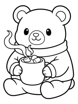 Teddy Bear Drinking Hot Cocoa para colorir Desenho de Teddy Bear Drinking Hot Cocoa para colorir e imprimir grátis