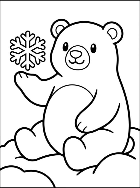 Polar Bear and Snowflakes para colorir Desenho de Polar Bear and Snowflakes para colorir e imprimir grátis