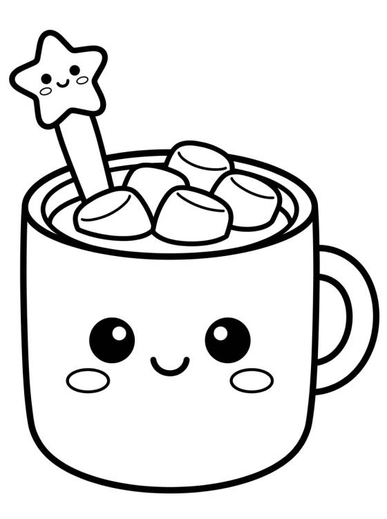Cute Hot Cocoa Mug para colorir Desenho de Cute Hot Cocoa Mug para colorir e imprimir grátis
