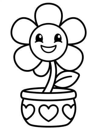 Smiling Little Flower in a Pot para colorir Desenho de Smiling Little Flower in a Pot para colorir e imprimir grátis
