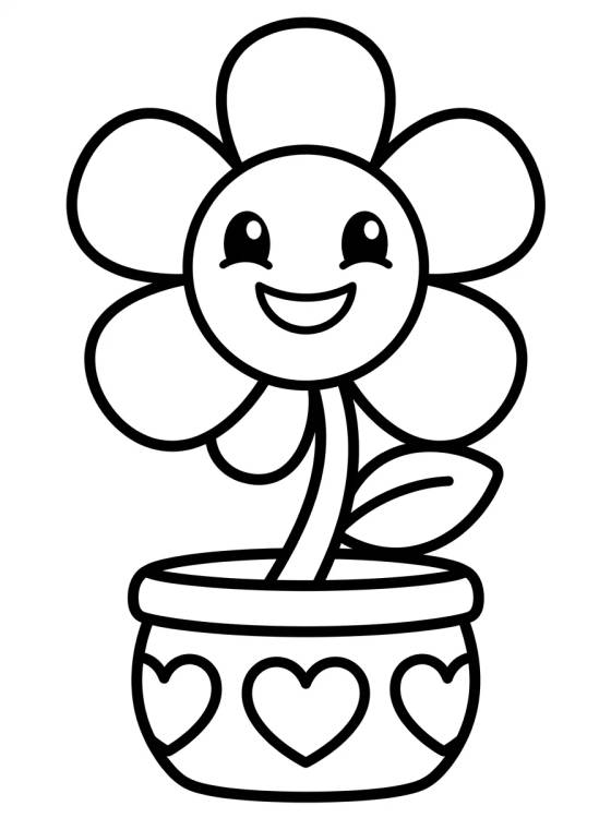 Smiling Little Flower in a Pot para colorir Desenho de Smiling Little Flower in a Pot para colorir e imprimir grátis