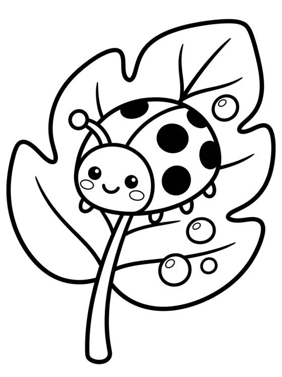 Ladybug on a Garden Leaf para colorir Desenho de Ladybug on a Garden Leaf para colorir e imprimir grátis
