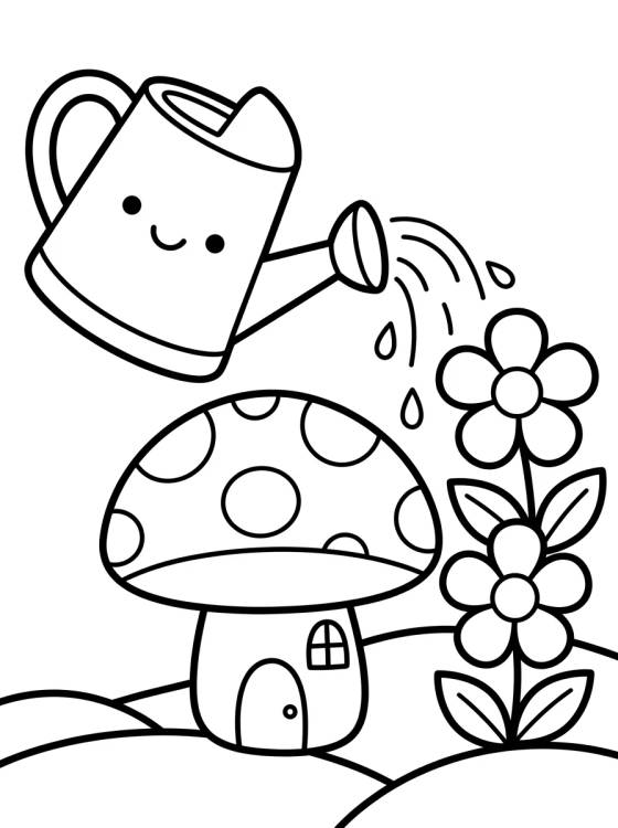 Enchanted Garden Watering Can para colorir Desenho de Enchanted Garden Watering Can para colorir e imprimir grátis