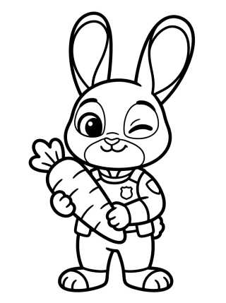 Judy Hopps with Her Carrot Pen para colorir Desenho de Judy Hopps with Her Carrot Pen para colorir e imprimir grátis