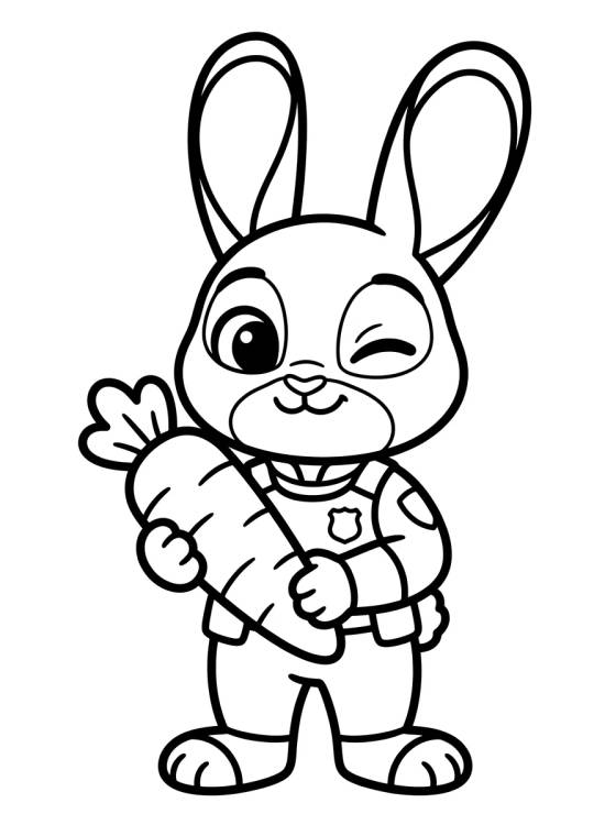 Judy Hopps with Her Carrot Pen para colorir Desenho de Judy Hopps with Her Carrot Pen para colorir e imprimir grátis