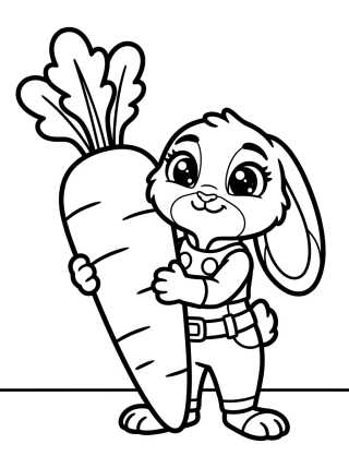 Judy Hopps with Giant Carrot para colorir Desenho de Judy Hopps with Giant Carrot para colorir e imprimir grátis