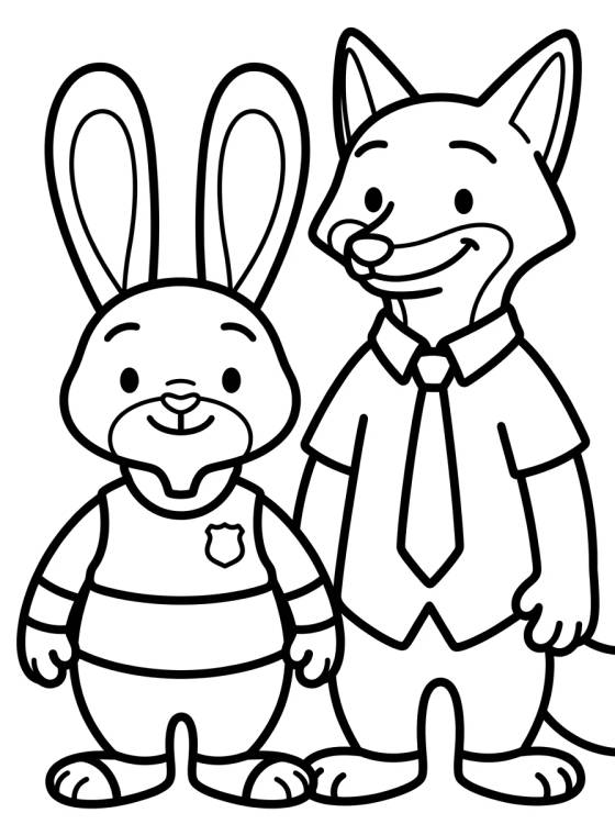 Judy Hopps and Nick Wilde Best Friends para colorir Desenho de Judy Hopps and Nick Wilde Best Friends para colorir e imprimir grátis