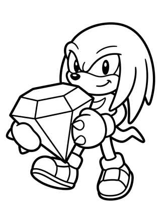 Knuckles with the Chaos Emerald para colorir Desenho de Knuckles with the Chaos Emerald para colorir e imprimir grátis