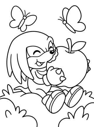 Knuckles Eating Fruits para colorir Desenho de Knuckles Eating Fruits para colorir e imprimir grátis