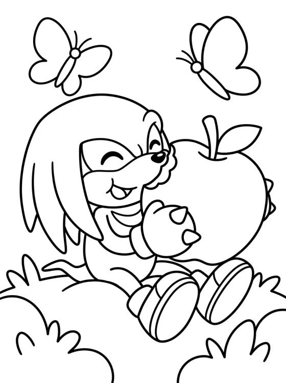 Knuckles Eating Fruits para colorir Desenho de Knuckles Eating Fruits para colorir e imprimir grátis