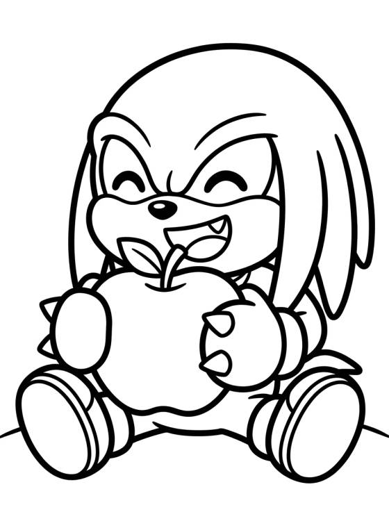 Knuckles Eating a Fruit para colorir Desenho de Knuckles Eating a Fruit para colorir e imprimir grátis