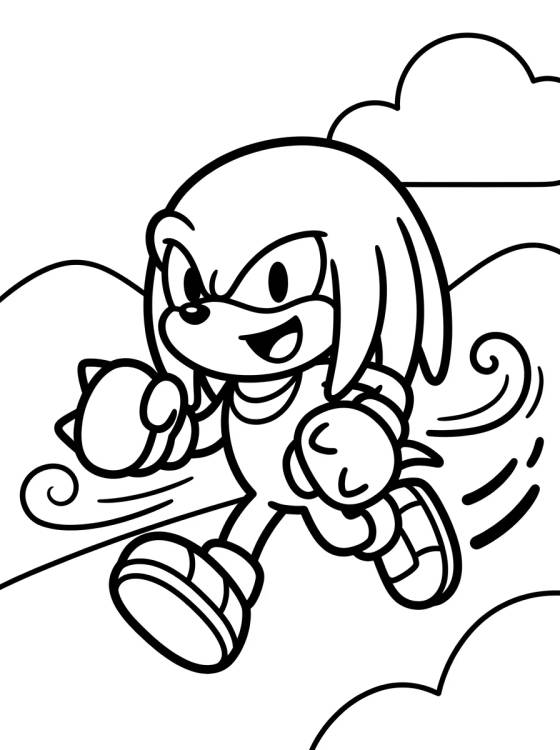 Knuckles Running Happily para colorir Desenho de Knuckles Running Happily para colorir e imprimir grátis