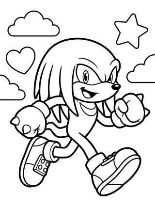 Knuckles Running Fast para colorir Desenho de Knuckles Running Fast para colorir e imprimir grátis