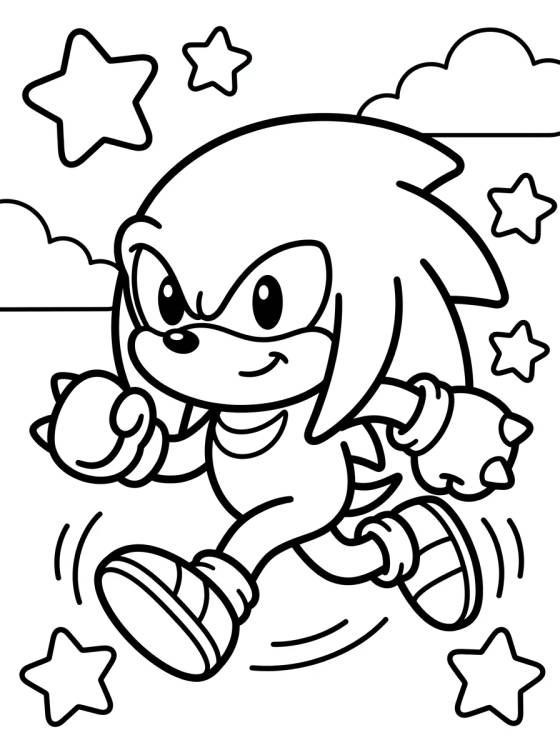 Happy Running Knuckles para colorir Desenho de Happy Running Knuckles para colorir e imprimir grátis