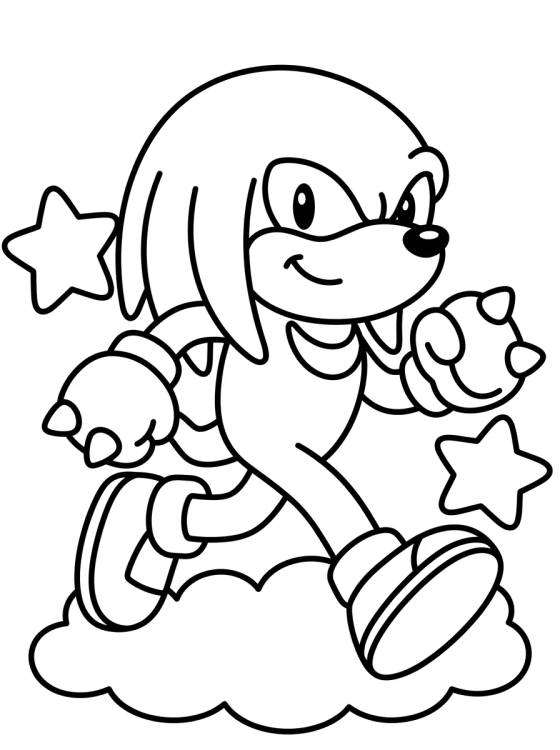Knuckles Running Happy para colorir Desenho de Knuckles Running Happy para colorir e imprimir grátis