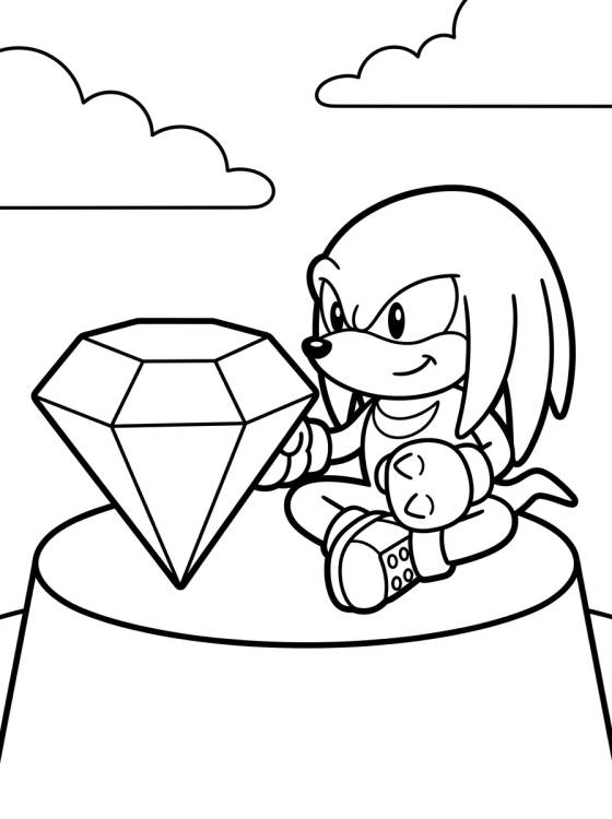 Knuckles Guarding the Master Emerald para colorir Desenho de Knuckles Guarding the Master Emerald para colorir e imprimir grátis