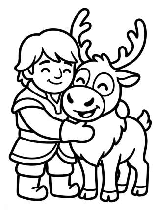 Coleção de desenhos para colorir: Kristoff and Sven Coloring Pages
