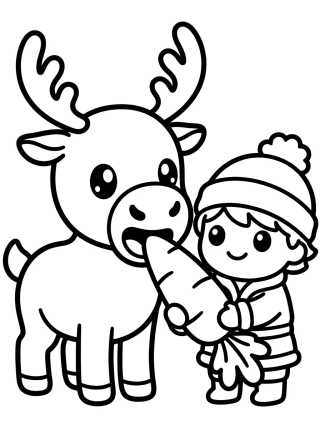 Kristoff Feeding Sven a Carrot para colorir Desenho de Kristoff Feeding Sven a Carrot para colorir e imprimir grátis