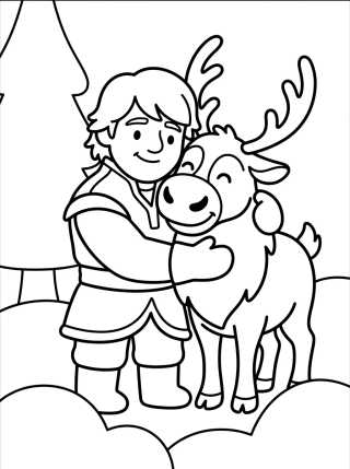 Cute Kristoff and Sven Hugging para colorir Desenho de Cute Kristoff and Sven Hugging para colorir e imprimir grátis