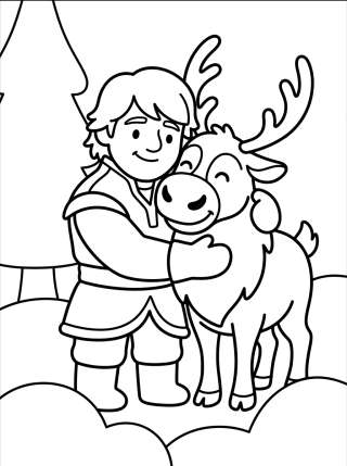 Coleção de desenhos para colorir: Kristoff and Sven Coloring Pages