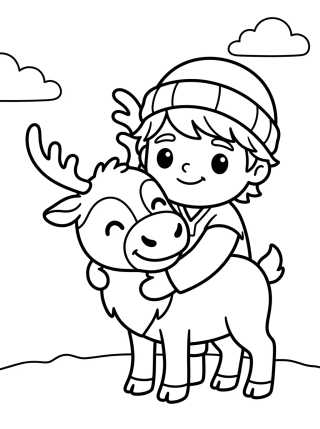 Kristoff and Sven Hugging para colorir Desenho de Kristoff and Sven Hugging para colorir e imprimir grátis