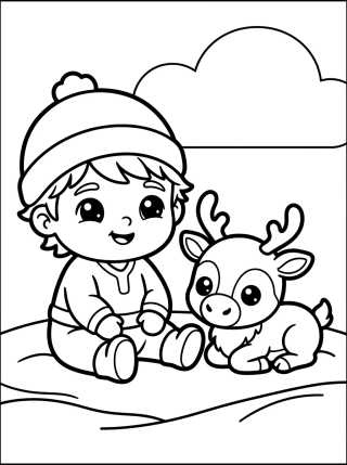 Kawaii Baby Kristoff and Sven para colorir Desenho de Kawaii Baby Kristoff and Sven para colorir e imprimir grátis