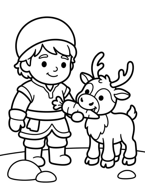 Kristoff and Sven Sharing a Carrot para colorir Desenho de Kristoff and Sven Sharing a Carrot para colorir e imprimir grátis