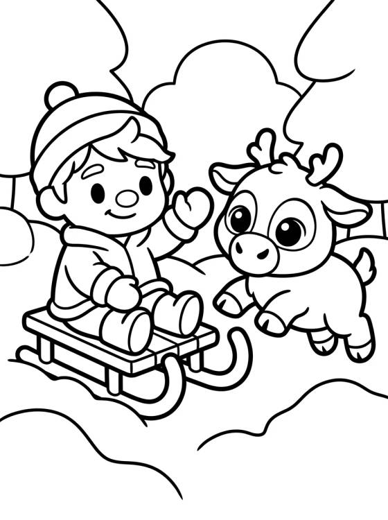 Baby Kristoff and Sven Kawaii para colorir Desenho de Baby Kristoff and Sven Kawaii para colorir e imprimir grátis