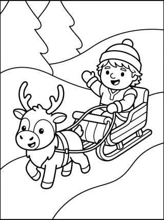 Kristoff and Sven on the Sled para colorir Desenho de Kristoff and Sven on the Sled para colorir e imprimir grátis