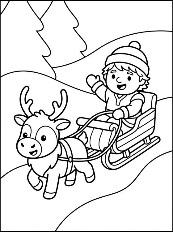 Kristoff and Sven on the Sled para colorir Desenho de Kristoff and Sven on the Sled para colorir e imprimir grátis