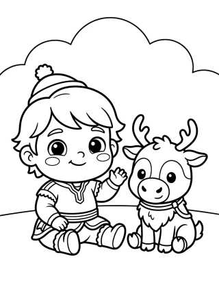 Baby Kristoff and Baby Sven para colorir Desenho de Baby Kristoff and Baby Sven para colorir e imprimir grátis