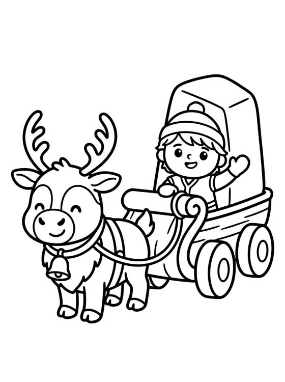 Kristoff and Sven Pulling the Sled para colorir Desenho de Kristoff and Sven Pulling the Sled para colorir e imprimir grátis