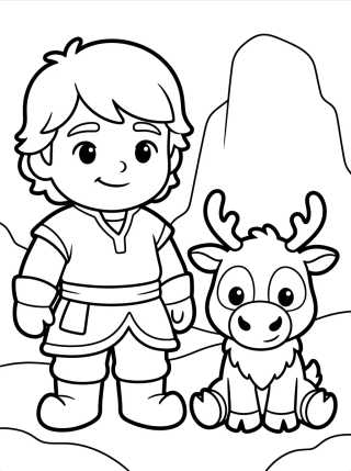 Baby Sven and Young Kristoff para colorir Desenho de Baby Sven and Young Kristoff para colorir e imprimir grátis