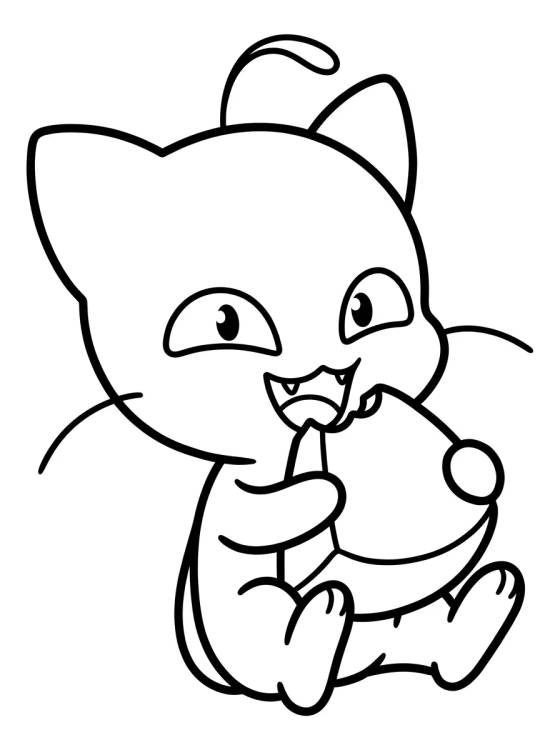 Plagg the Kitty Kwami Eating Cheese para colorir Desenho de Plagg the Kitty Kwami Eating Cheese para colorir e imprimir grátis