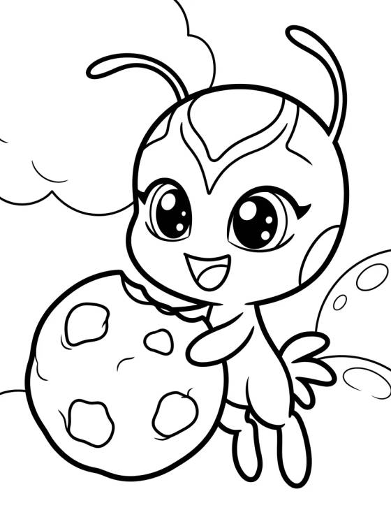 Tikki the Ladybug Kwami para colorir Desenho de Tikki the Ladybug Kwami para colorir e imprimir grátis