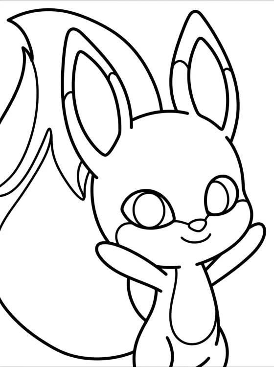 Trixx the Kawaii Fox Kwami para colorir Desenho de Trixx the Kawaii Fox Kwami para colorir e imprimir grátis