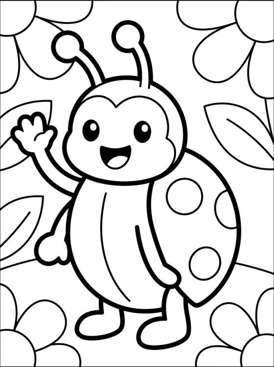 Happy Waving Ladybug para colorir Desenho de Happy Waving Ladybug para colorir e imprimir grátis