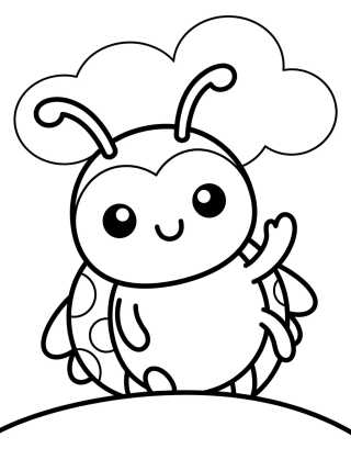 Cute Waving Ladybug para colorir Desenho de Cute Waving Ladybug para colorir e imprimir grátis