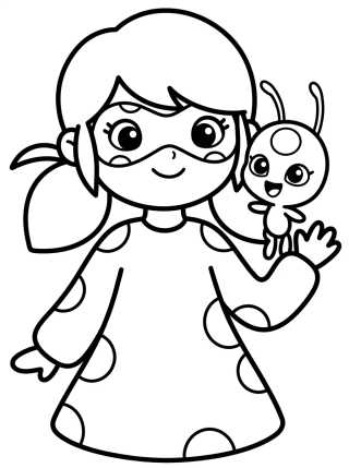 Ladybug with Kawaii Tikki para colorir Desenho de Ladybug with Kawaii Tikki para colorir e imprimir grátis