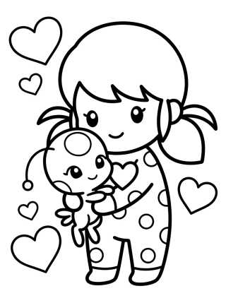 Ladybug with Tikki para colorir Desenho de Ladybug with Tikki para colorir e imprimir grátis