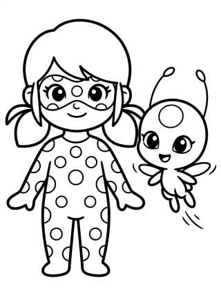 Cute Ladybug and Tikki para colorir Desenho de Cute Ladybug and Tikki para colorir e imprimir grátis