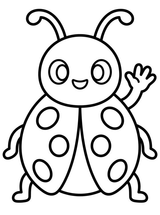 Cute Waving Ladybug para colorir Desenho de Cute Waving Ladybug para colorir e imprimir grátis