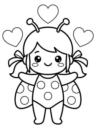 Smiling Kawaii Ladybug para colorir Desenho de Smiling Kawaii Ladybug para colorir e imprimir grátis