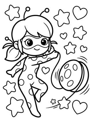 Ladybug Using Her Magic Yo-yo para colorir Desenho de Ladybug Using Her Magic Yo-yo para colorir e imprimir grátis