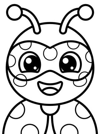 Cute Ladybug Face para colorir Desenho de Cute Ladybug Face para colorir e imprimir grátis