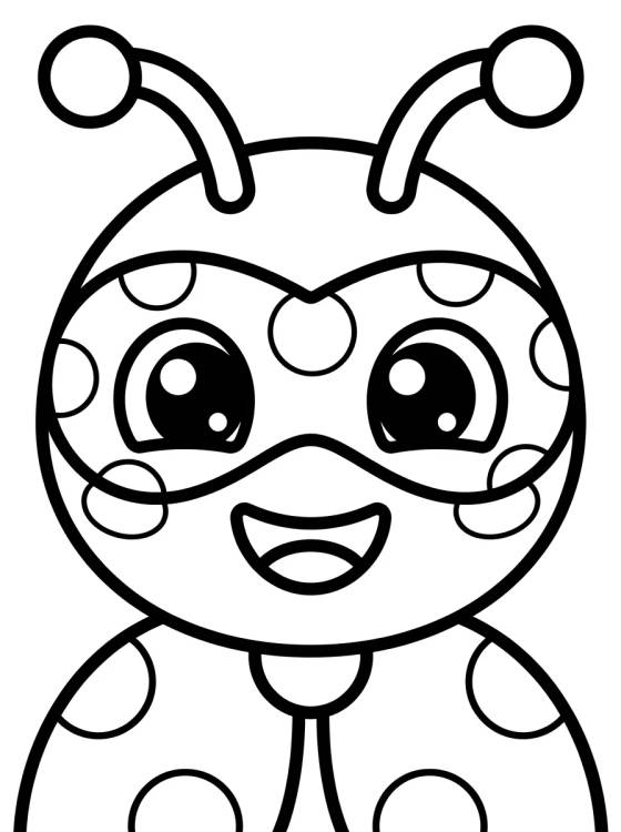 Cute Ladybug Face para colorir Desenho de Cute Ladybug Face para colorir e imprimir grátis