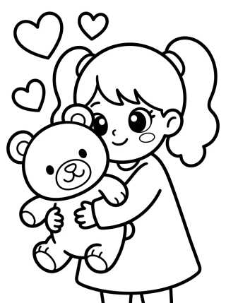 Lila Hugging a Teddy Bear para colorir Desenho de Lila Hugging a Teddy Bear para colorir e imprimir grátis