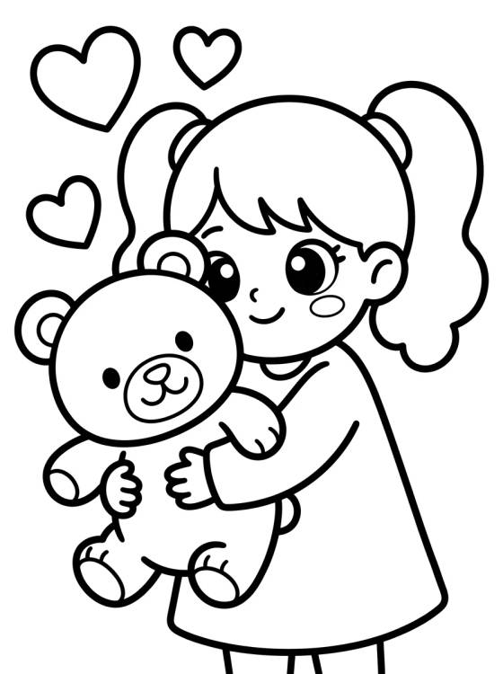 Lila Hugging a Teddy Bear para colorir Desenho de Lila Hugging a Teddy Bear para colorir e imprimir grátis